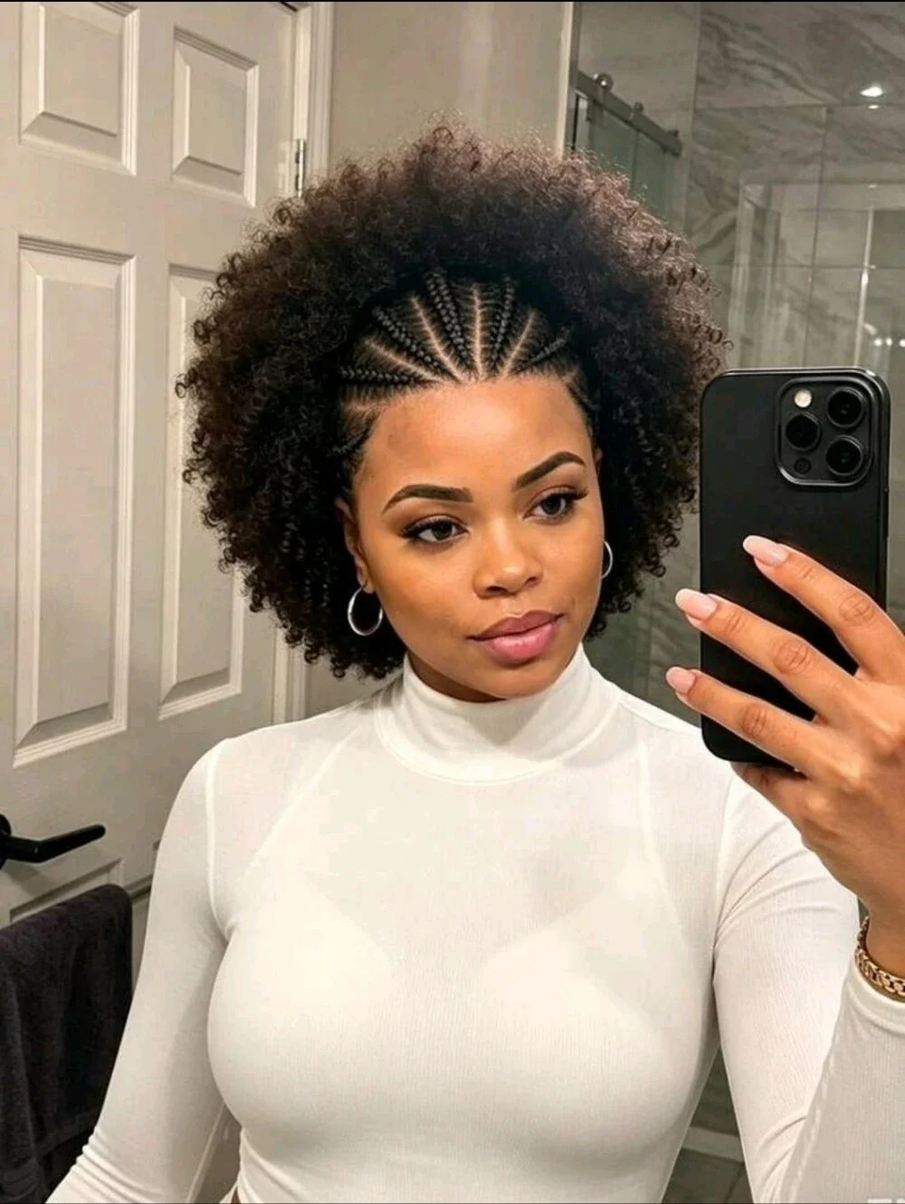 Natural Black HUMAN HAIR Afro Curly Braid Wig - Women Hair 8 INCHES